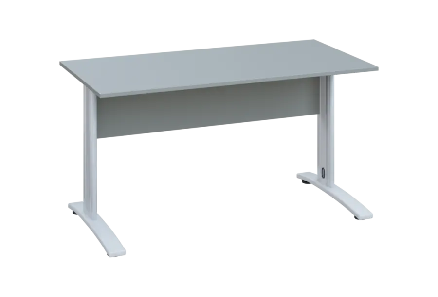 EPK 27 - 14 stůl kancelářský, kovová podnož bílá, deska 25 mm, široký 1400 mm, šedá